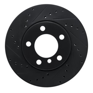 BMW 320I Brake Rotor (1) - Front Left - R1 Concepts - Drilled & Slotted - Black - `12-`20